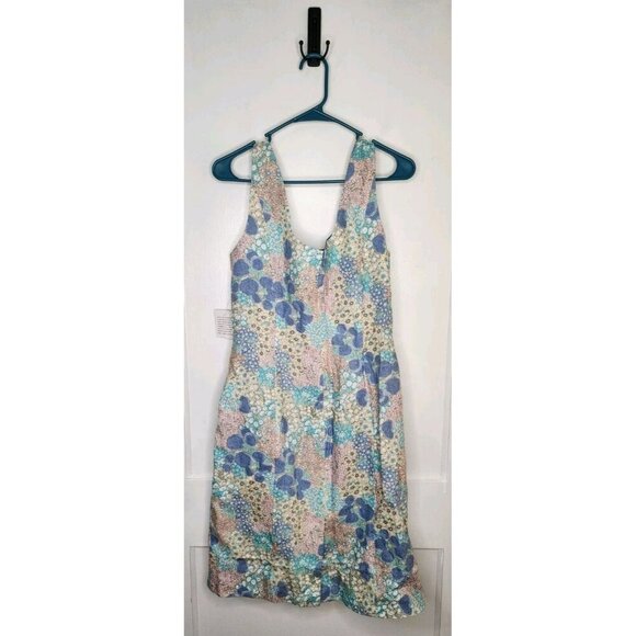 Newport News 100% Linen Women’s Sleeveless Muted Floral Dress Size 14 Feminine - Picture 2 of 5